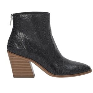 Lucky Brand Sonah Black Snakeskin Western Ankle Boots